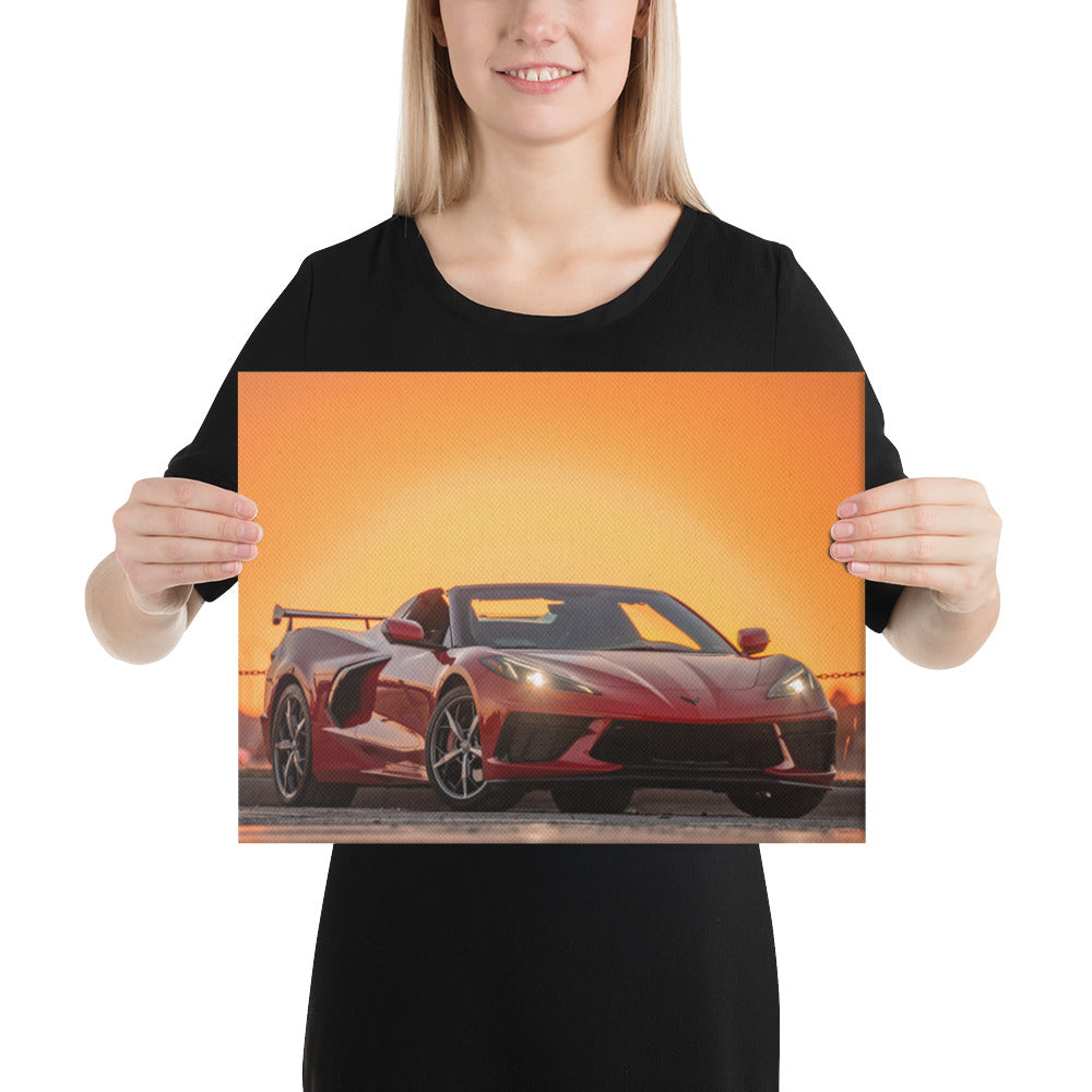C8 Corvette Sunset Canvas
