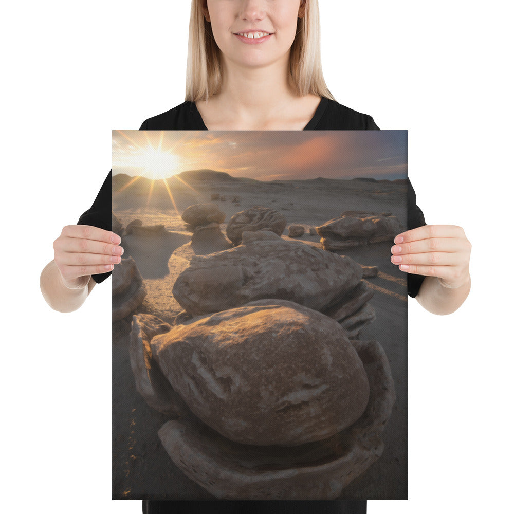 Bisti Cracked Eggs Sunset Canvas