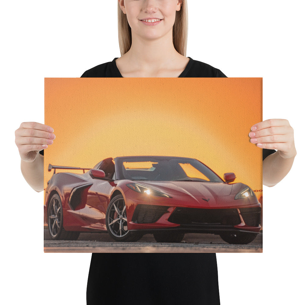 C8 Corvette Sunset Canvas