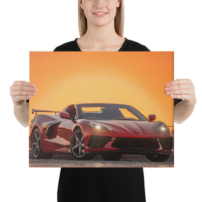 C8 Corvette Sunset Canvas