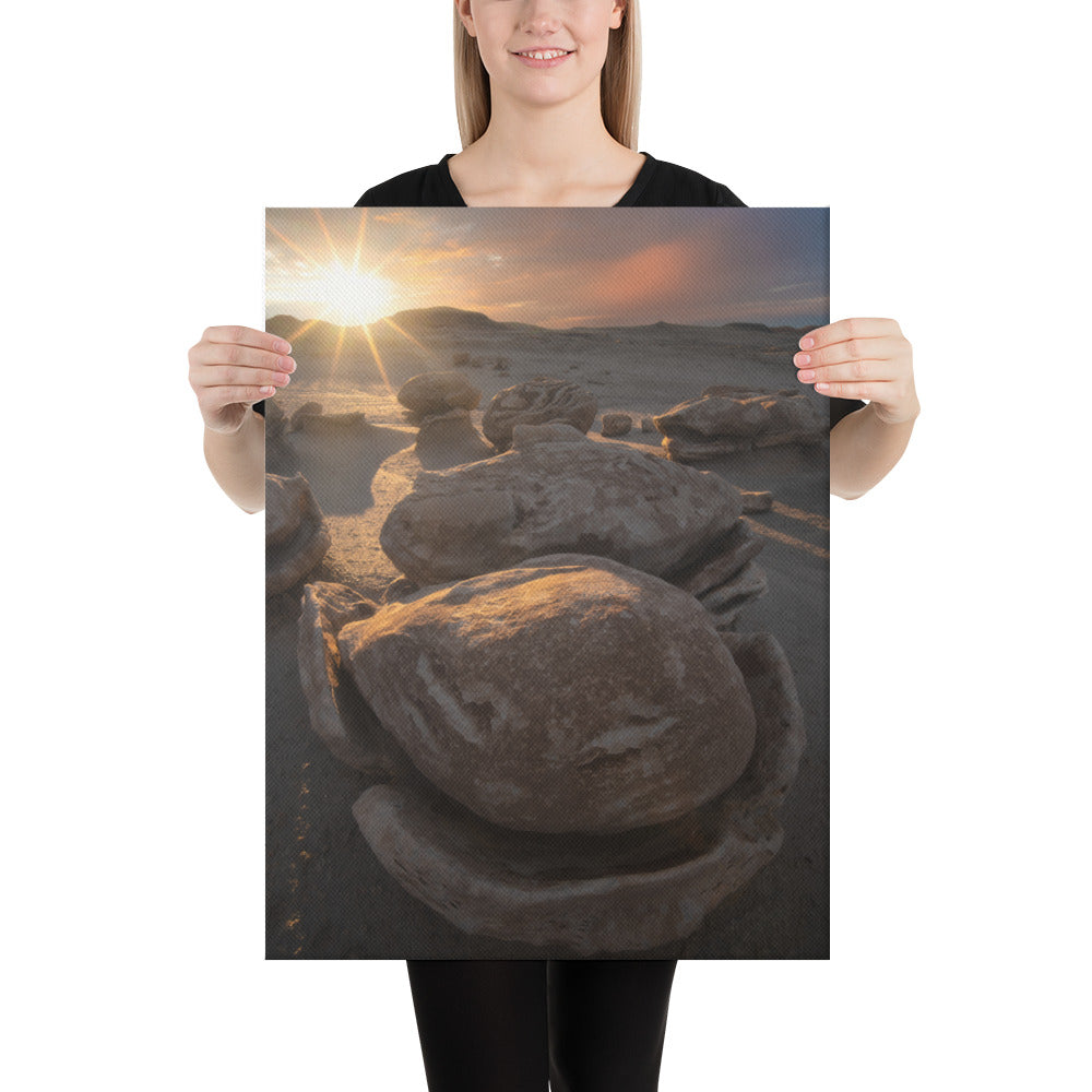Bisti Cracked Eggs Sunset Canvas