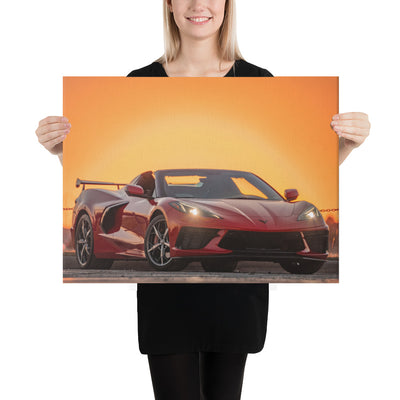 C8 Corvette Sunset Canvas