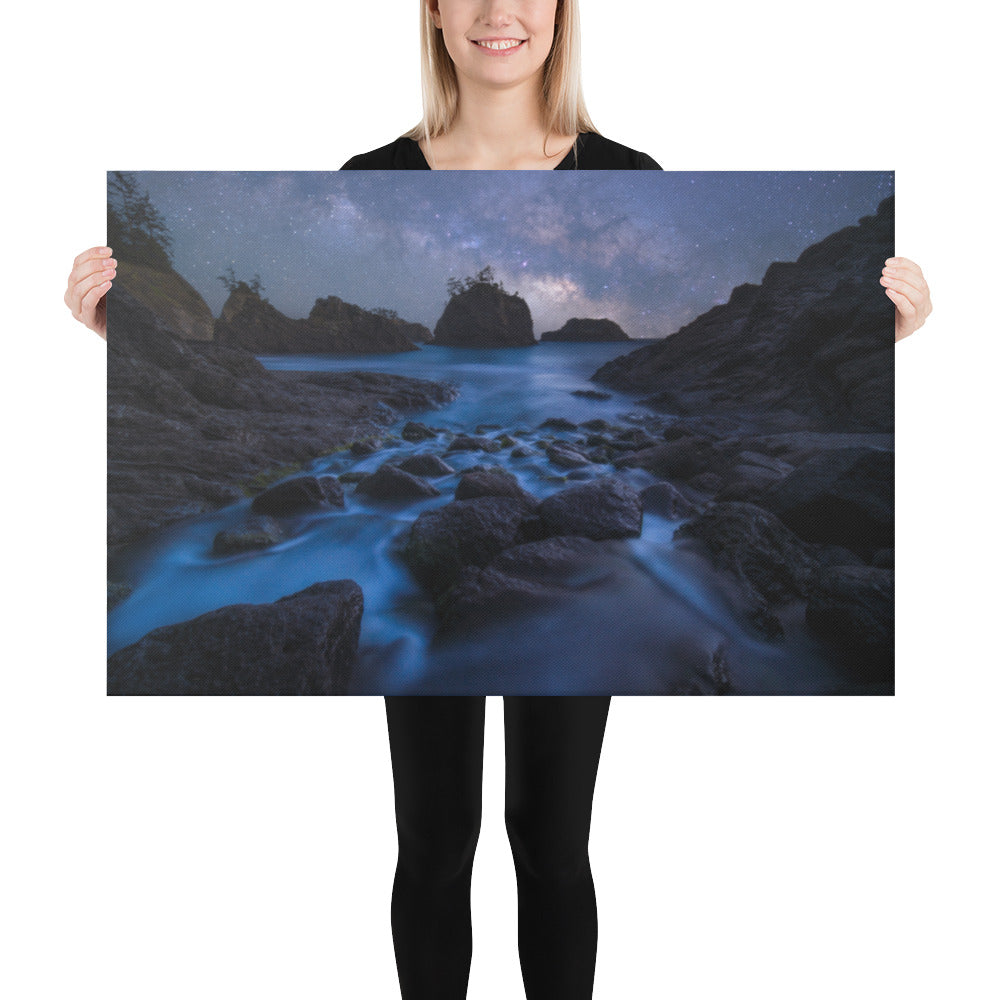 Secret Beach Night Canvas