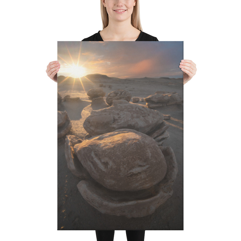 Bisti Cracked Eggs Sunset Canvas