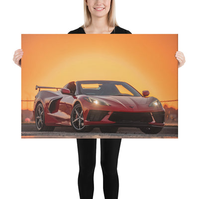 C8 Corvette Sunset Canvas