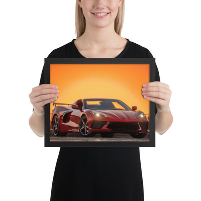 C8 Corvette Sunset Framed Matte