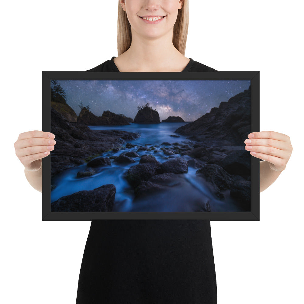 Secret Beach Night Framed Matte