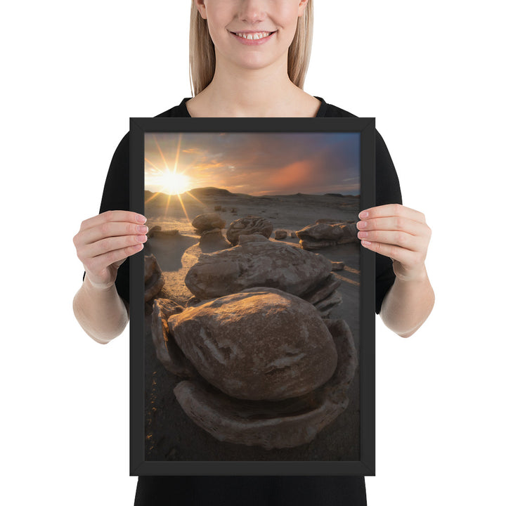 Bisti Cracked Eggs Sunset Framed Matte