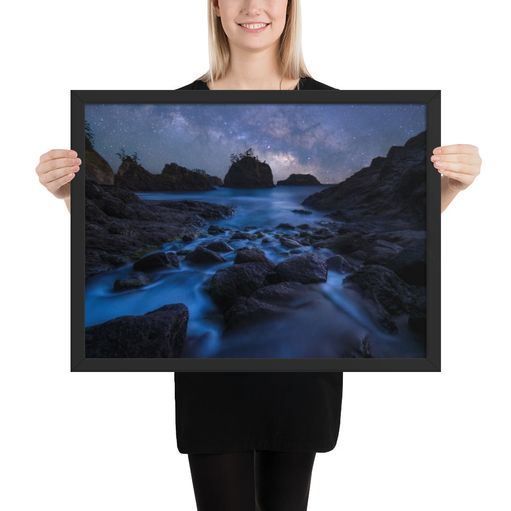 Secret Beach Night Framed Matte