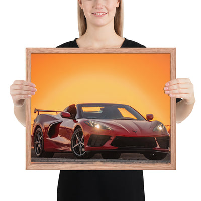 C8 Corvette Sunset Framed Matte