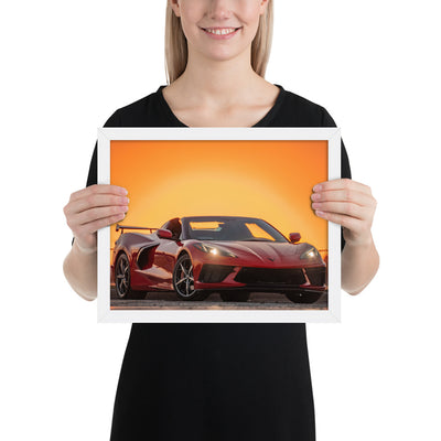 C8 Corvette Sunset Framed Matte