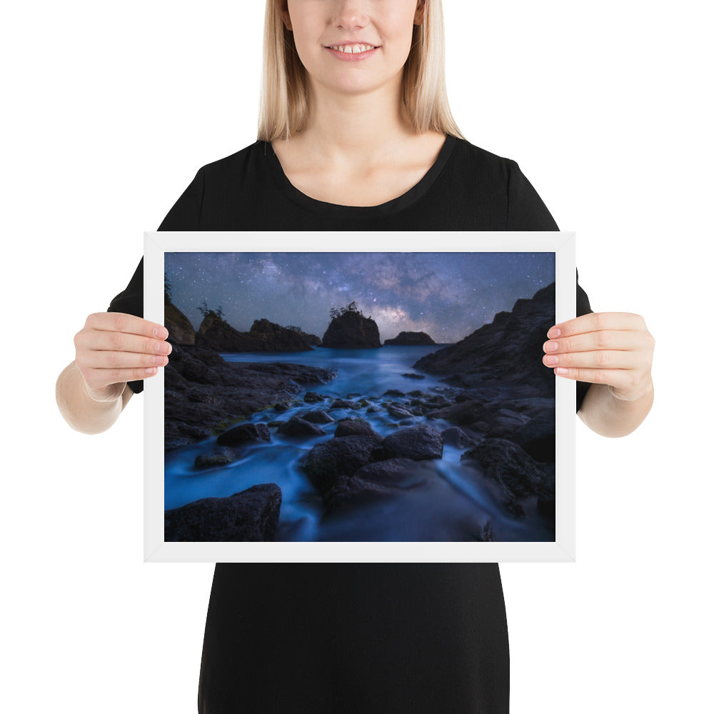 Secret Beach Night Framed Matte