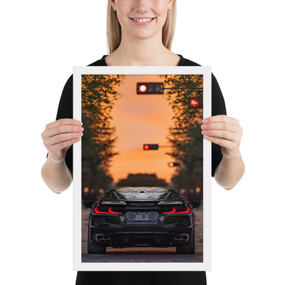 C8 Corvette Dusk Framed Matte