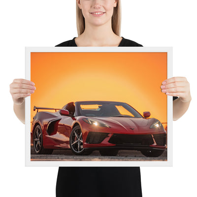 C8 Corvette Sunset Framed Matte