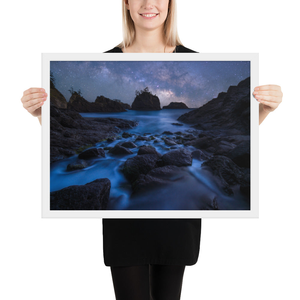 Secret Beach Night Framed Matte