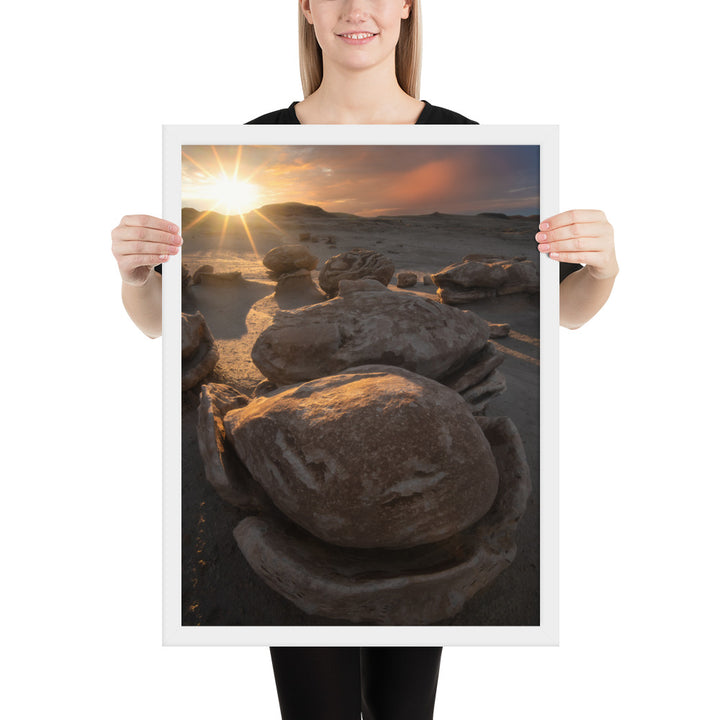 Bisti Cracked Eggs Sunset Framed Matte