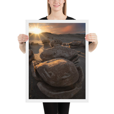 Bisti Cracked Eggs Sunset Framed Matte