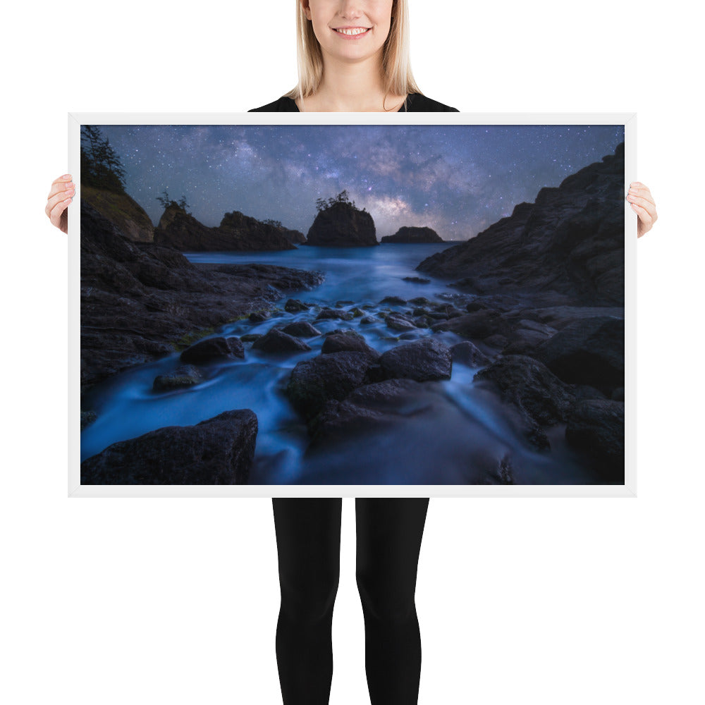 Secret Beach Night Framed Matte