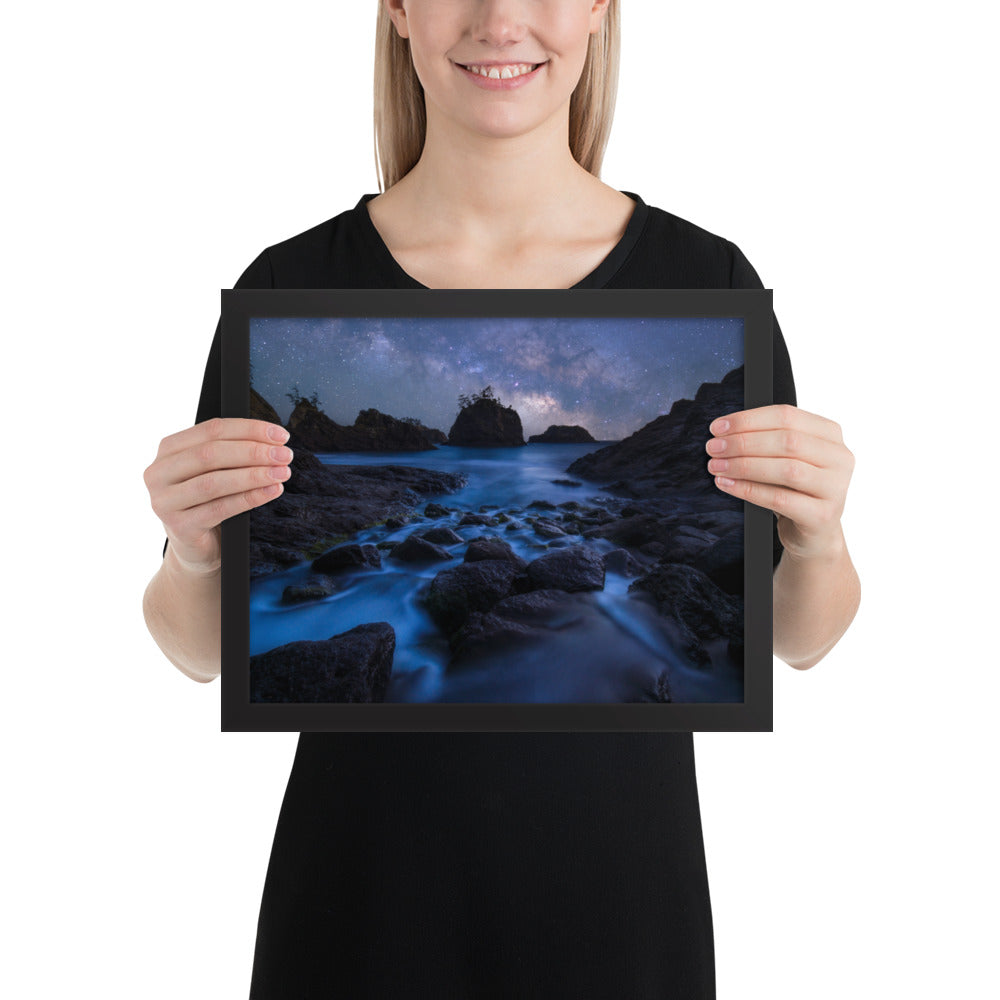 Secret Beach Night Framed Luster