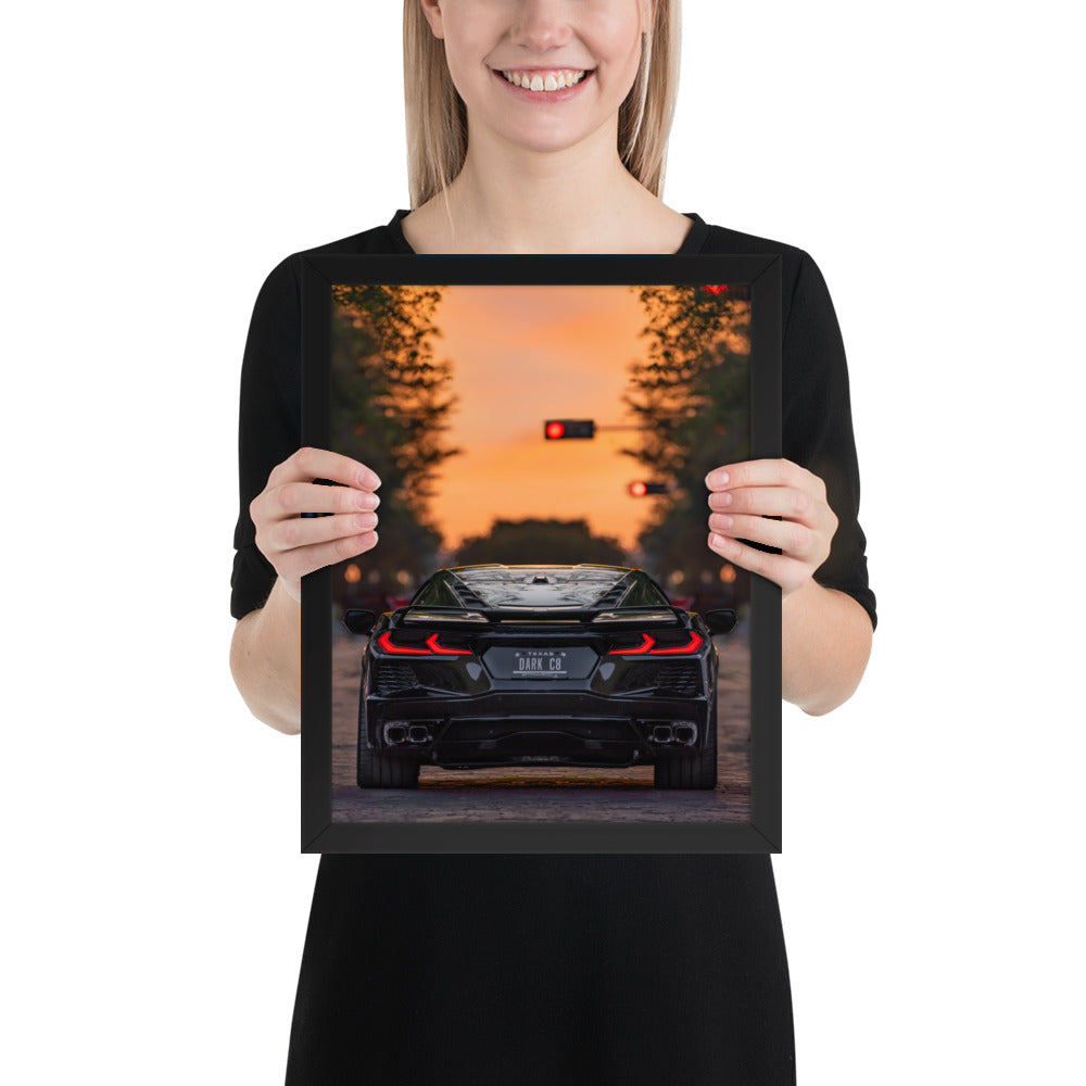 C8 Corvette Dusk Framed Luster