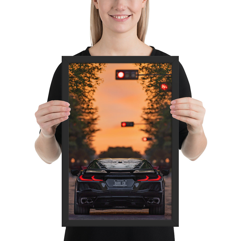 C8 Corvette Dusk Framed Luster