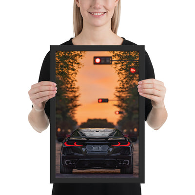 C8 Corvette Dusk Framed Luster
