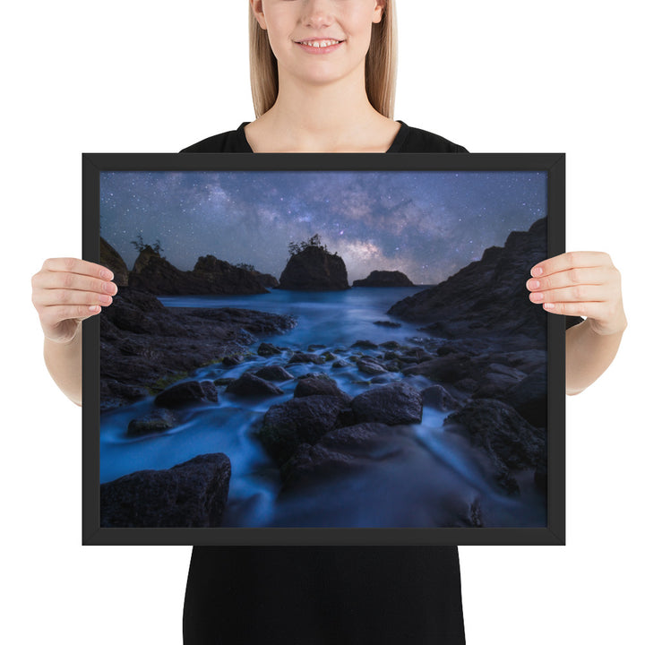 Secret Beach Night Framed Luster