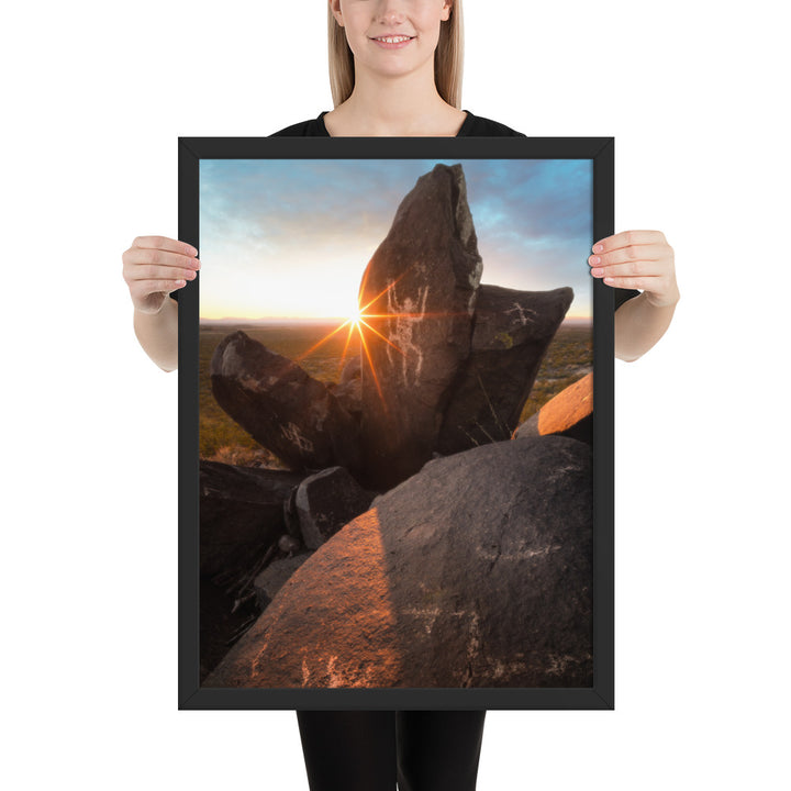 Petroglyphs Sunset Framed Luster