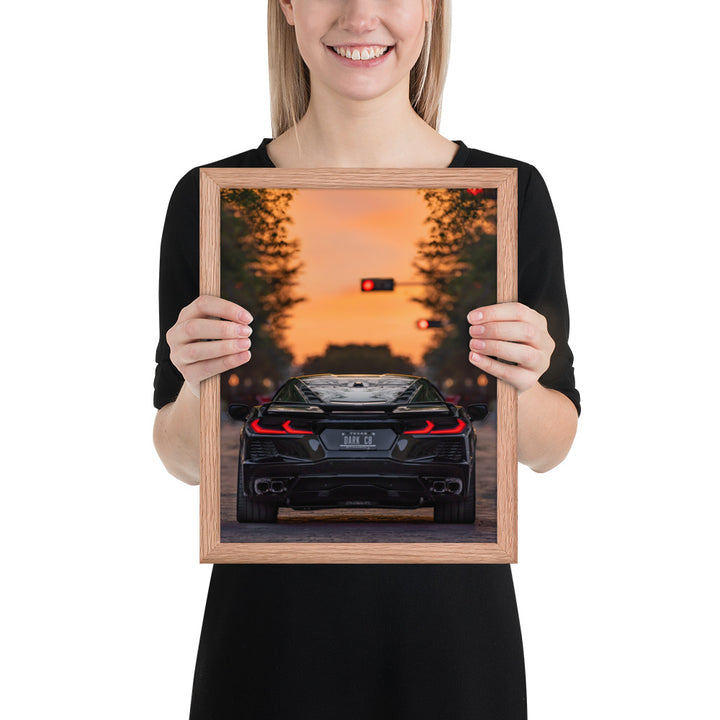C8 Corvette Dusk Framed Luster