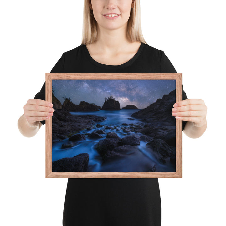 Secret Beach Night Framed Luster