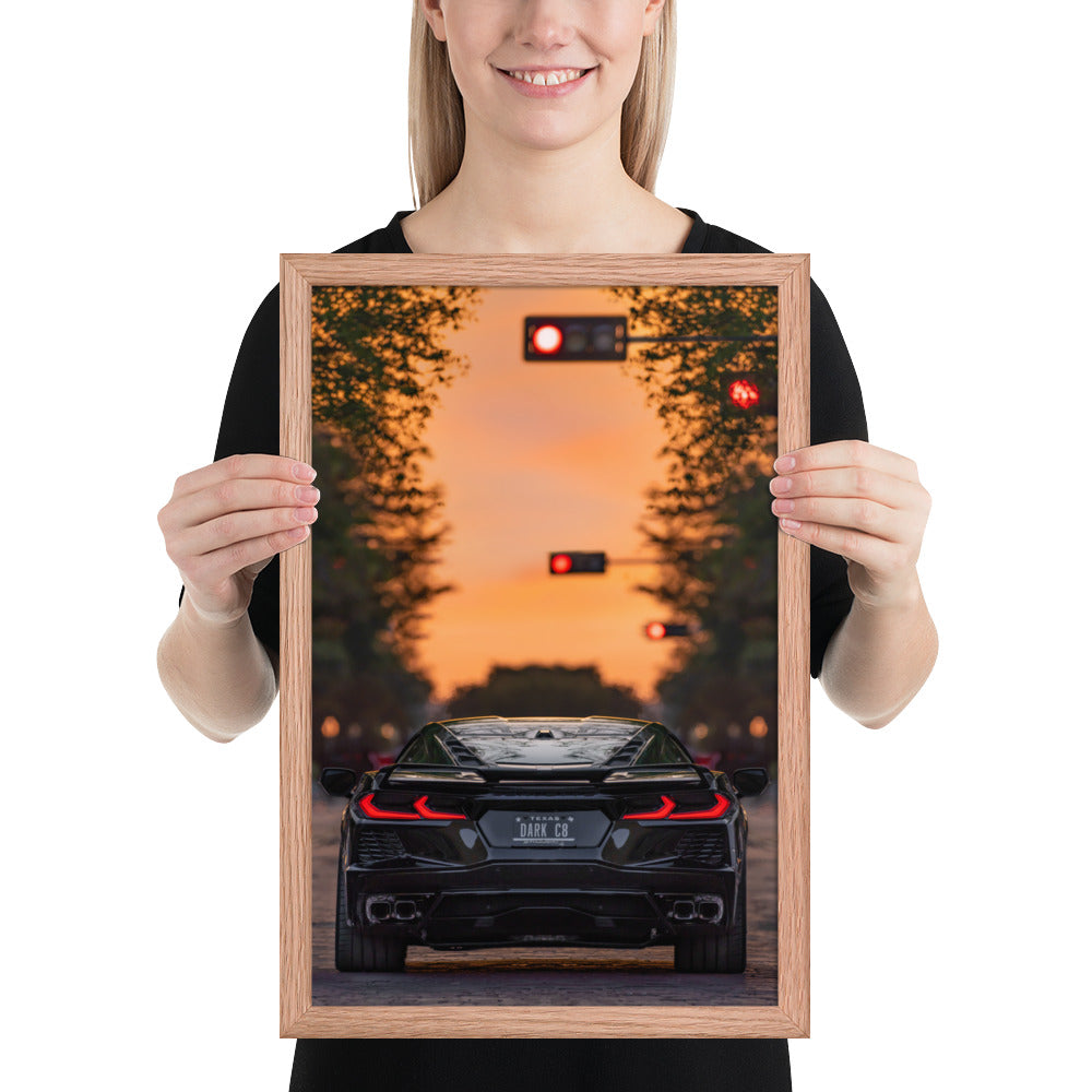 C8 Corvette Dusk Framed Luster