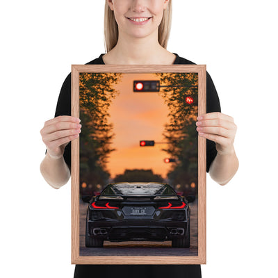 C8 Corvette Dusk Framed Luster