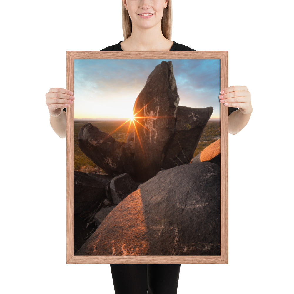 Petroglyphs Sunset Framed Luster