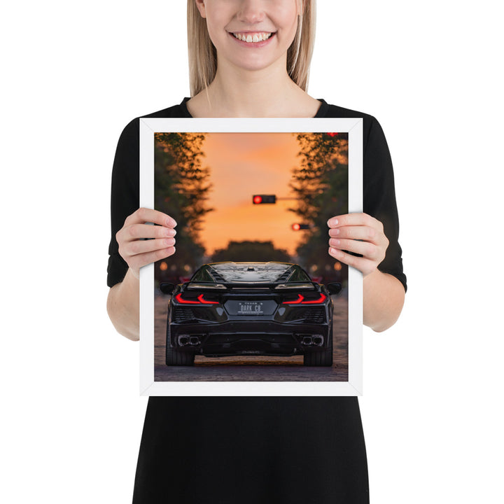 C8 Corvette Dusk Framed Luster