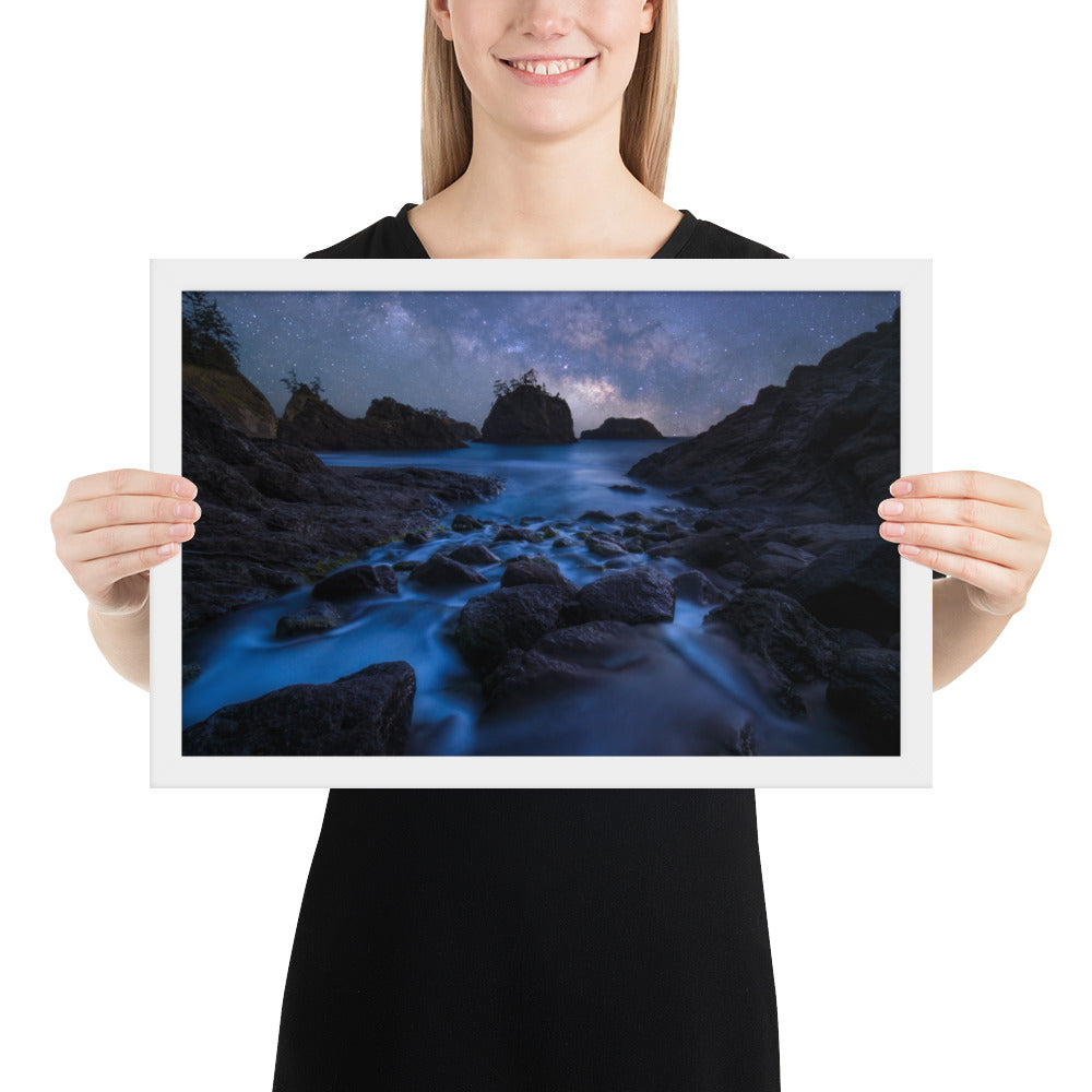 Secret Beach Night Framed Luster