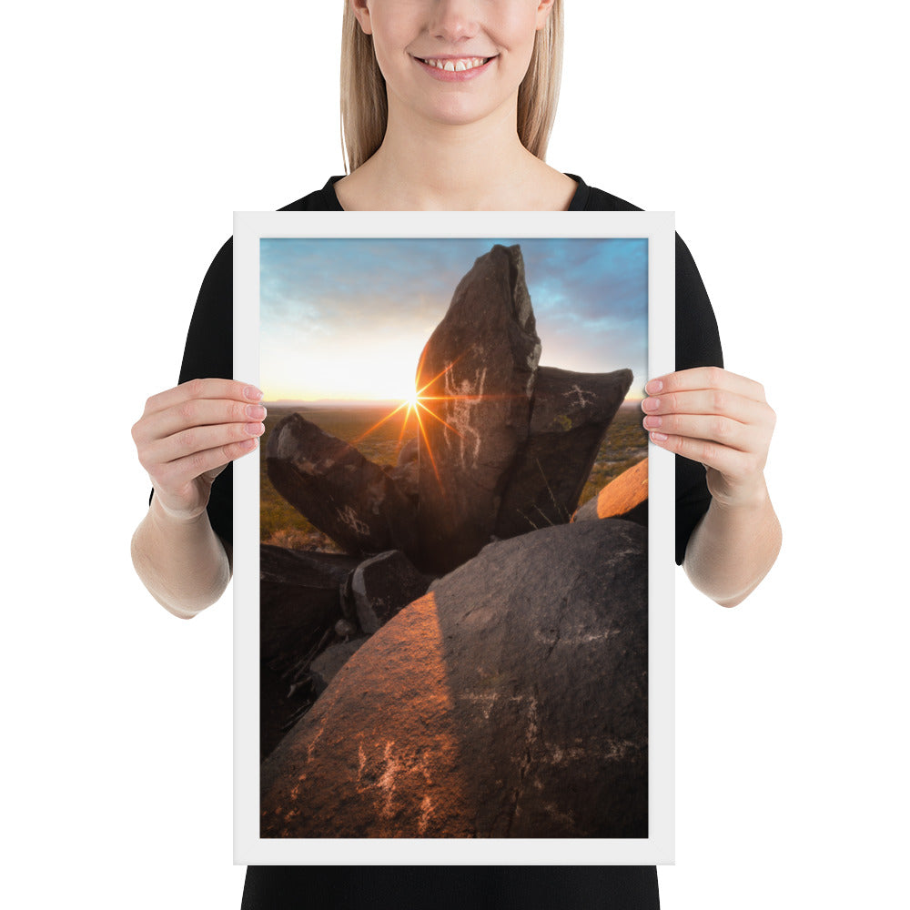 Petroglyphs Sunset Framed Luster