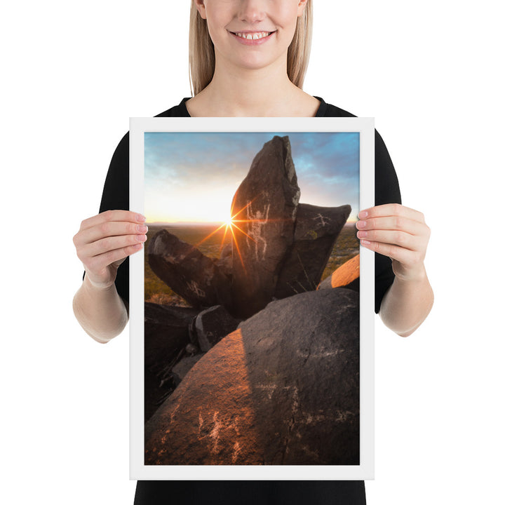 Petroglyphs Sunset Framed Luster