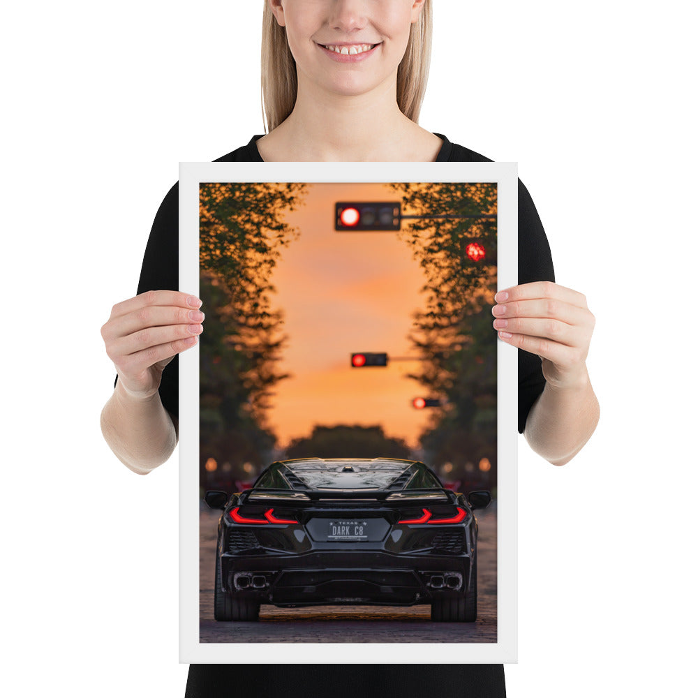 C8 Corvette Dusk Framed Luster