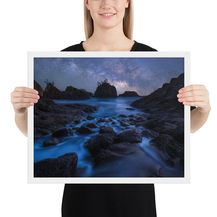 Secret Beach Night Framed Luster