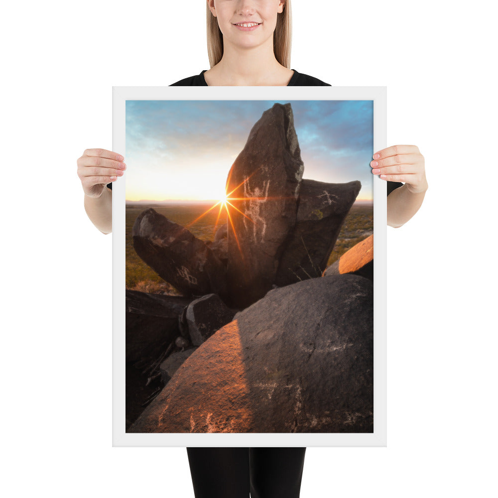 Petroglyphs Sunset Framed Luster