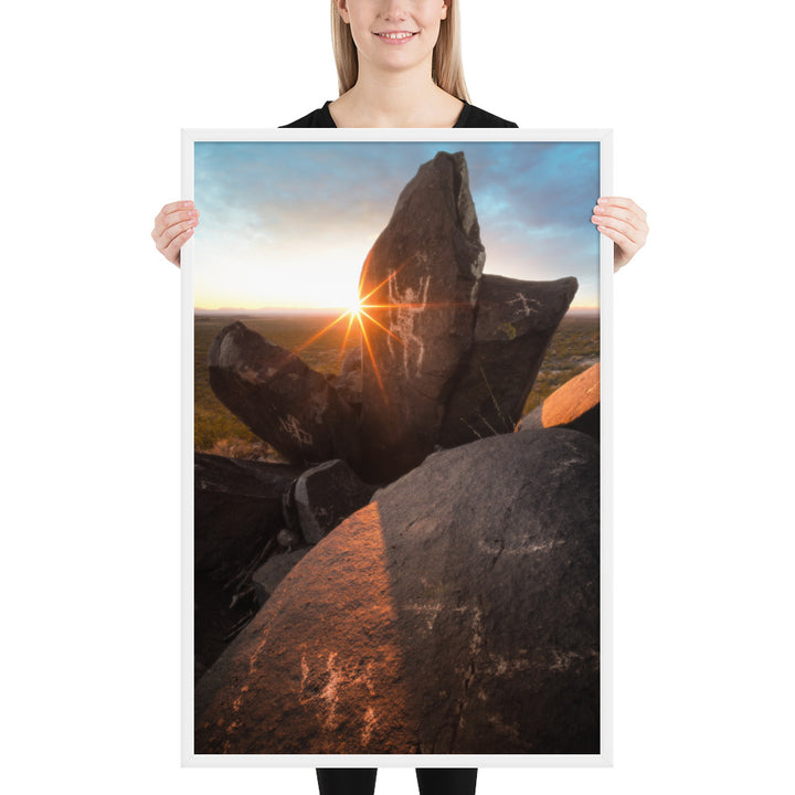 Petroglyphs Sunset Framed Luster